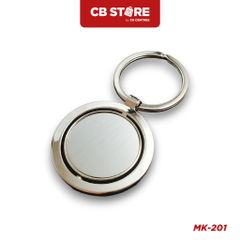 Móc khóa kim loại tròn xoay 360 độ bản to - Mặt bạc trơn