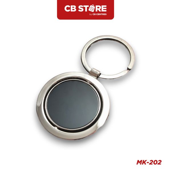 Móc khóa kim loại tròn xoay 360 độ bản to - Mặt gương đen