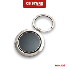 Móc khóa kim loại tròn xoay 360 độ bản to - Mặt gương đen