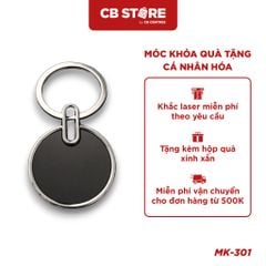 Móc khóa kim loại hình tròn - Mặt gương đen