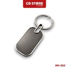Móc khóa kim loại hình chữ nhật - Mặt gương đen