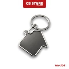 Móc khóa kim loại hình ngôi nhà - Mặt gương đen