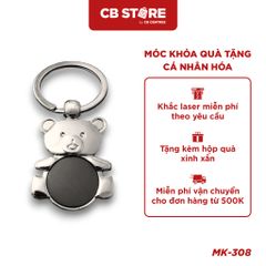 Móc khóa kim loại hình gấu - Mặt gương đen