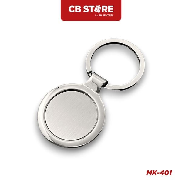 Móc khóa kim loại tròn bản nhỏ - Mặt bạc trơn