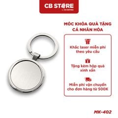 Móc khóa kim loại tròn bản to - Mặt bạc trơn