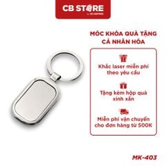 Móc khóa kim loại hình chữ nhật - Mặt bạc trơn