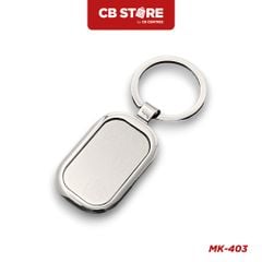 Móc khóa kim loại hình chữ nhật - Mặt bạc trơn