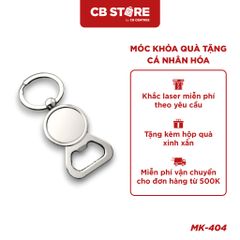 Móc khóa kim loại tròn khui nắp chai - Mặt bạc trơn