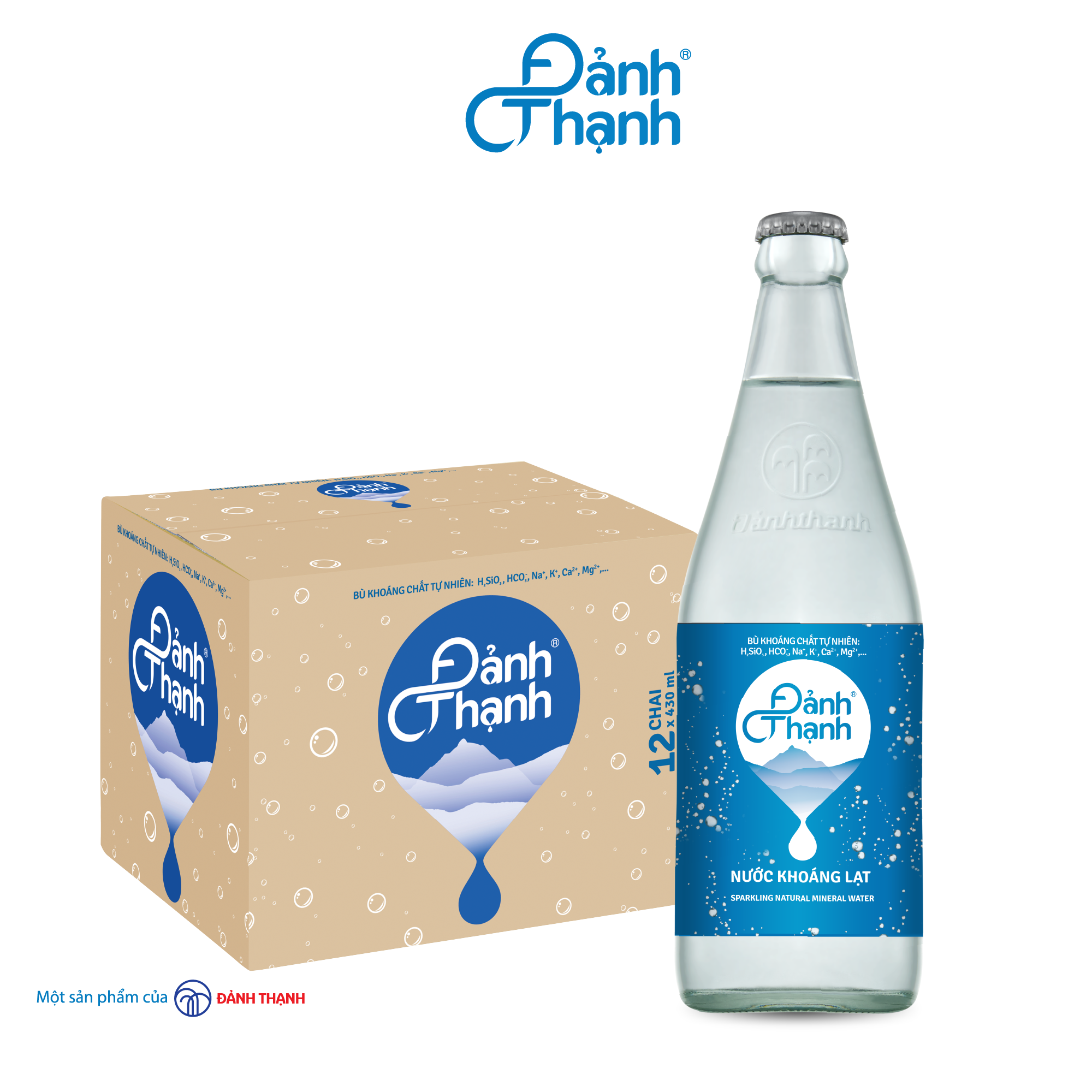  Thùng 12 Chai Nước khoáng thiên nhiên bổ sung ga Đảnh Thạnh RGB 430ml 