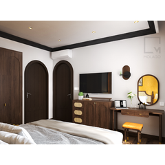 Bàn trang điểm gỗ kết hợp bàn làm việc, phong cách hiện đại