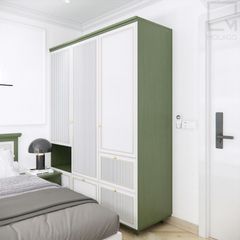 Bộ tủ kệ quần áo gỗ, thiết kế thông minh, tiện lợi