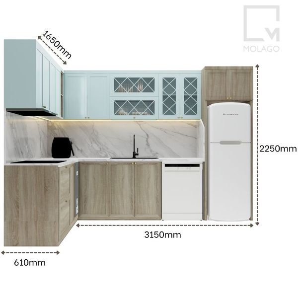 Trọn bộ hệ bếp, tủ kệ bếp gỗ hiện đại CB015 Mine chic | Molago