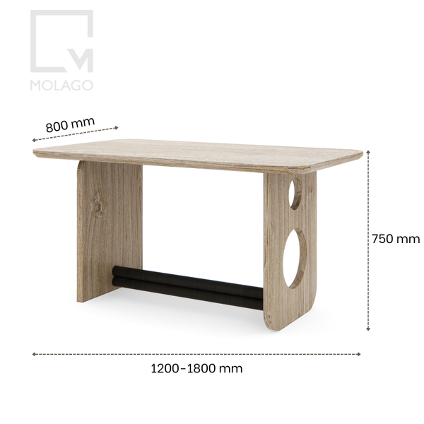 Bàn ăn gỗ phong cách Wabi Sabi T002 Rattan | Molago