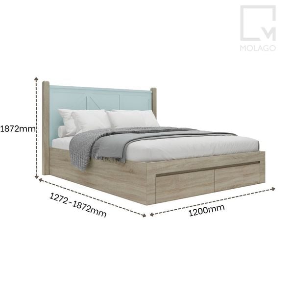 Trọn bộ phòng ngủ đơn 1m2 và 1m4 kết hợp tủ quần áo CB032 Mine chic | Molago