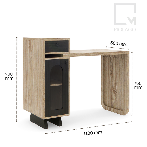 Bộ bàn trang điểm, bàn học có tủ kệ sách CB014 Rattan | Molago