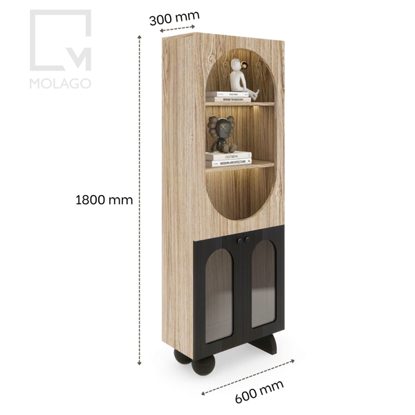 Kệ tủ gỗ, tủ kệ sách, tủ vật dụng trang trí K004 Rattan | Molago