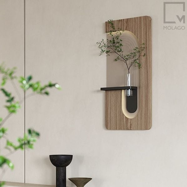 Kệ gỗ treo tường kèm LED trang trí WD D1 | Molago