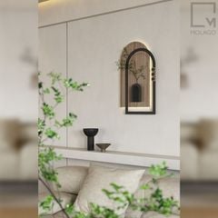 kệ gỗ trang trí treo tường kèm led