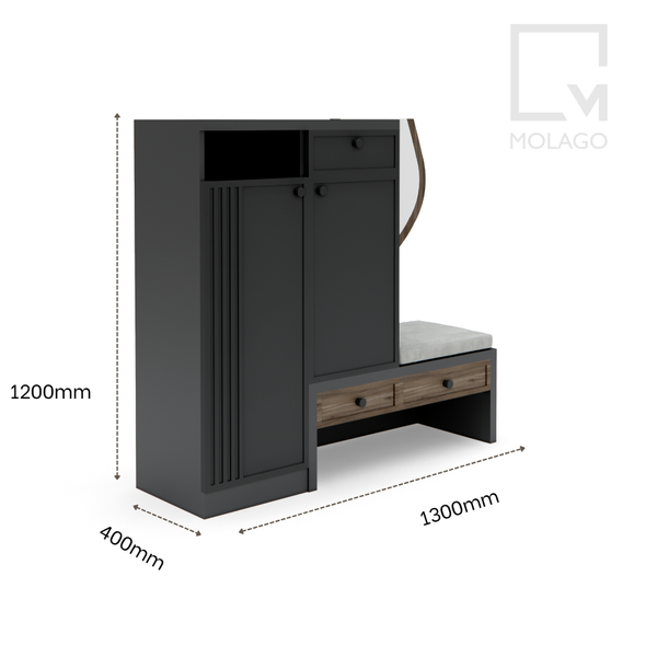 Tủ giày gỗ kết hợp ghế mang giày K001 Miniwa | Molago