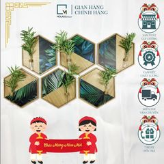 Kệ gỗ treo tường lục giác, kệ dán tường