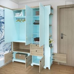 Trọn bộ tủ quần áo kèm kệ trang trí, phù hợp mọi không gian