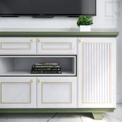 Tủ tivi gỗ chân thấp, phong cách Nhật Bản tối giản