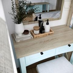 Bộ bàn trang điểm gỗ hiện đại, có ghế, gương, tủ đựng mỹ phẩm