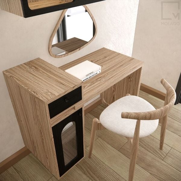 Bàn trang điểm gỗ, bàn làm việc gỗ T006 Rattan | Molago