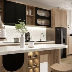 Bàn đảo bếp hiện đại tối giản