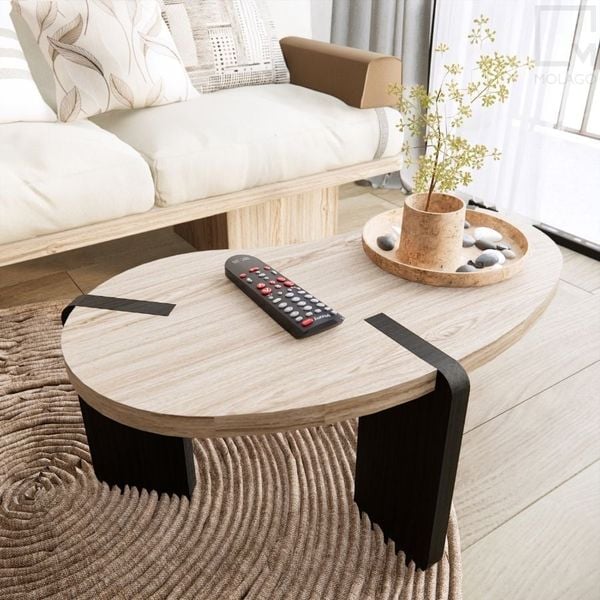 Bàn trà sofa gỗ nâu đậm T001 Rattan | Molago