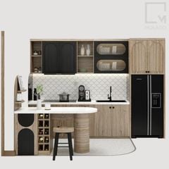 Bàn đảo bếp mặt đá solid surface