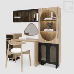 Bàn trang điểm gỗ kèm tủ ngăn kéo, gương, ghế cao cấp