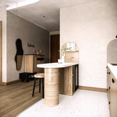 Bàn đảo bếp hình tròn độc đáo