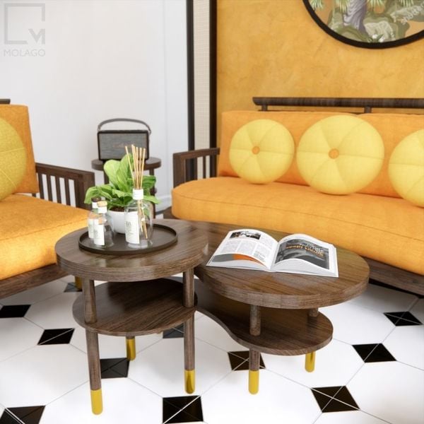 Bàn trà sofa gỗ nâu đậm T001 Heaven's Gate | Molago