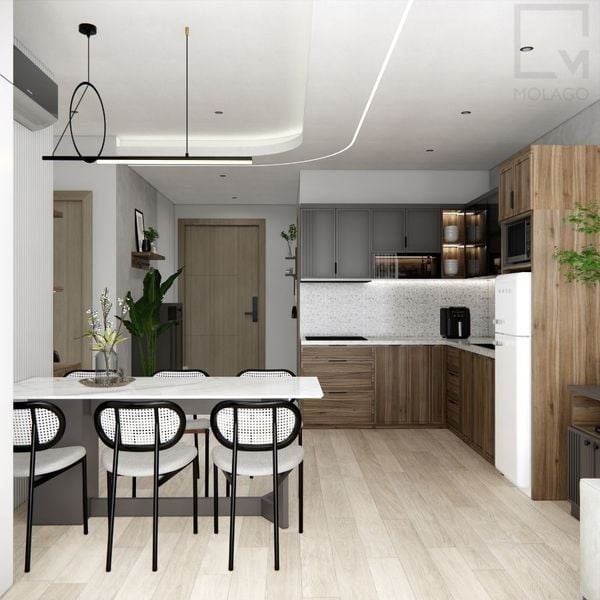 Trọn bộ hệ phòng bếp và bộ bàn ăn CB023 Miniwa | Molago