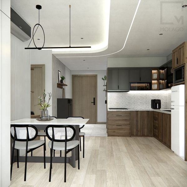 Trọn bộ hệ phòng bếp và bộ bàn ăn CB023 Miniwa | Molago