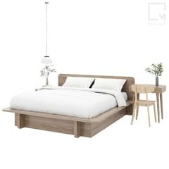 Giường ngủ đơn gỗ sồi tự nhiên chắc chắn, đẹp mắt