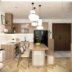 Combo bàn ăn gỗ cao cấp có ghế, phù hợp gia đình hiện đại