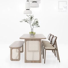 bộ bàn ghế ăn gỗ giá rẻ 2