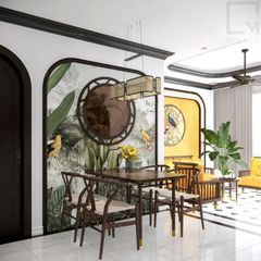 Bàn ăn gỗ nguyên bộ đẹp, có ghế, phong cách tối giản