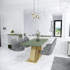 Bàn ăn gỗ nguyên bộ có ghế, thiết kế đơn giản, hiện đại
