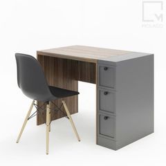 Combo bàn học gỗ công nghiệp, giá sách, ghế tựa nhỏ gọn