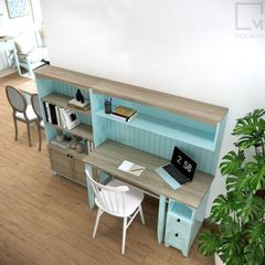 Bàn học gỗ kèm kệ sách, bàn làm việc gỗ phù hợp văn phòng