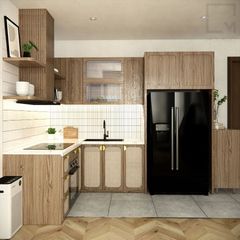 Trọn bộ bếp tủ kệ gỗ Hàn Quốc thanh lịch