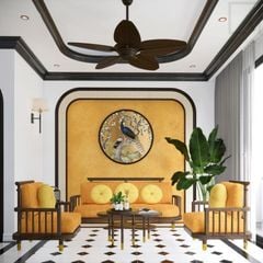 Sofa gỗ phòng khách, kiểu dáng hiện đại, chắc chắn