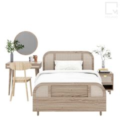 bộ giường ngủ đơn 1m4 + bộ bàn trang điểm