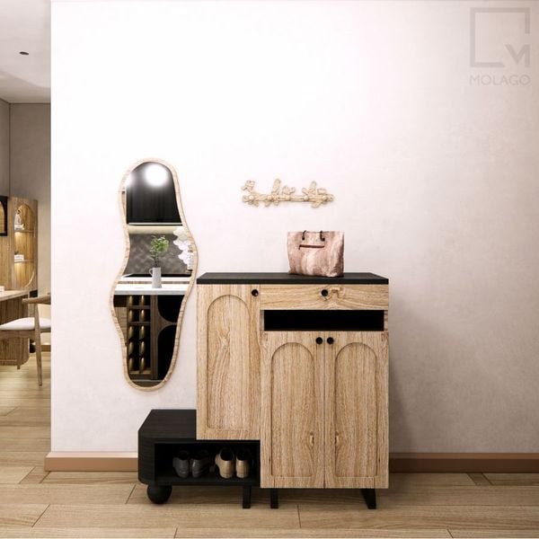 Gương soi toàn thân, gương gỗ trang trí D002 Rattan | Molago