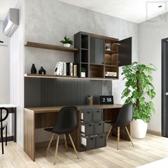 Combo bàn làm việc gỗ, giá sách, ghế tựa, kệ tủ đa dụng