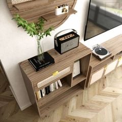 Tủ kệ gỗ nhiều ngăn, kết hợp kệ mở trang trí tinh tế