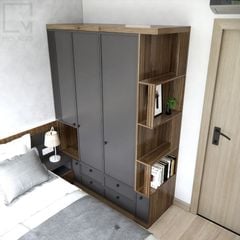 Tủ quần áo kết hợp kệ để đồ, tối ưu diện tích
